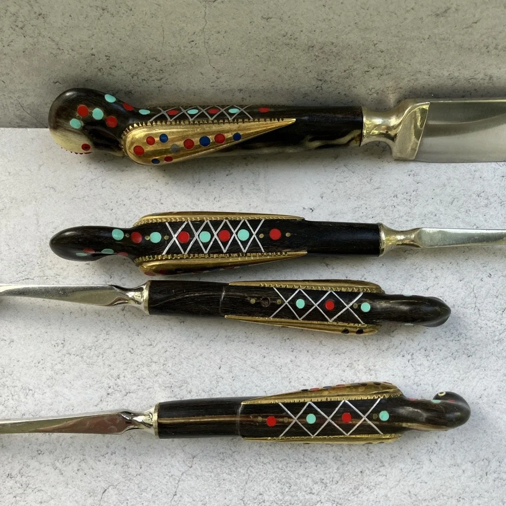 Vtg 50s Alfred Haddad Jezzine Bird Rooster Salad Spoon & Carving Set*AS IS READ*